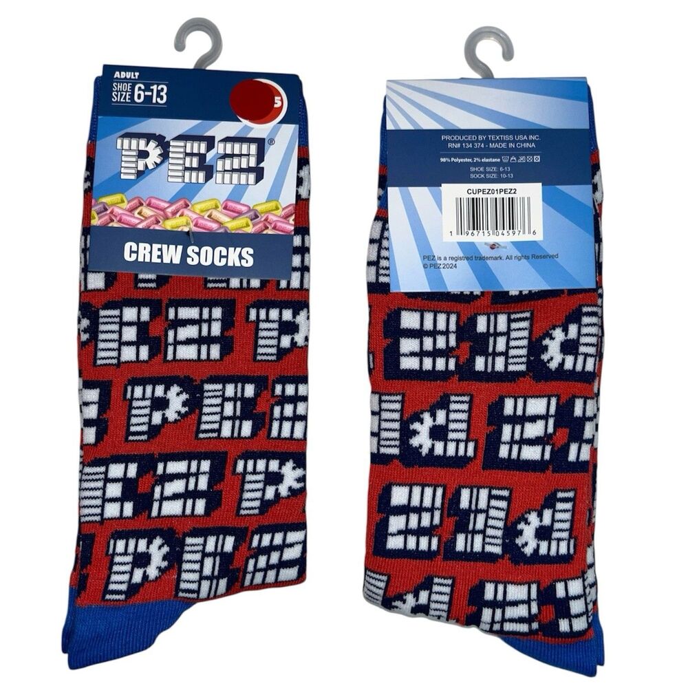 1x Pez Candy Novelty Fun Crew Socks Size 6-13